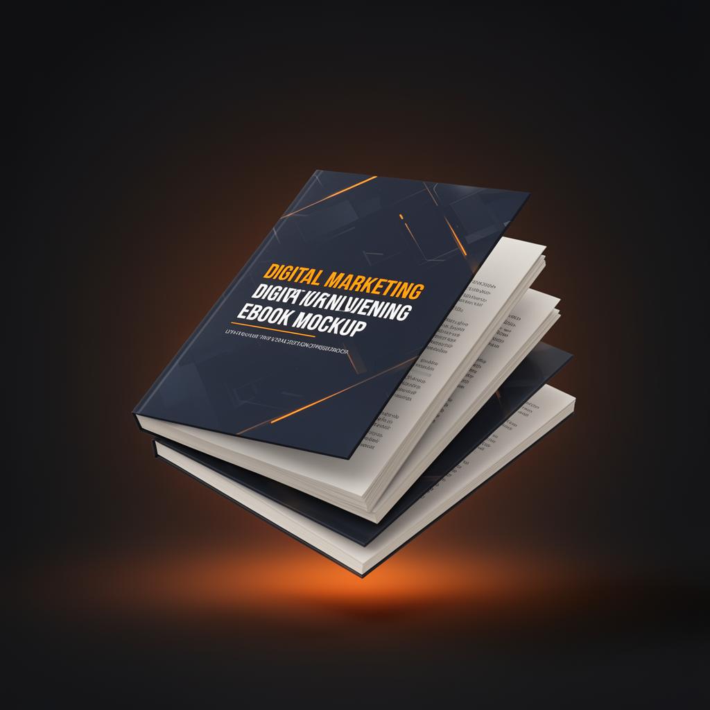 Mockup 3D de e-book de marketing digital