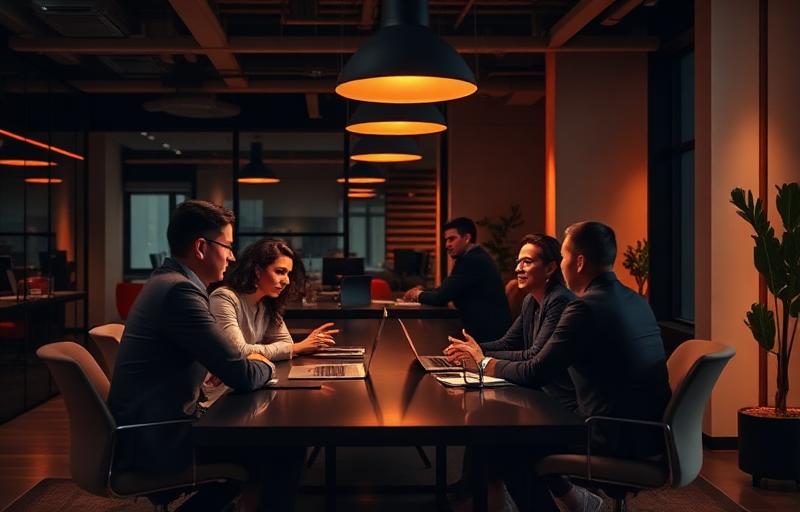Equipe de marketing em reunião estratégica